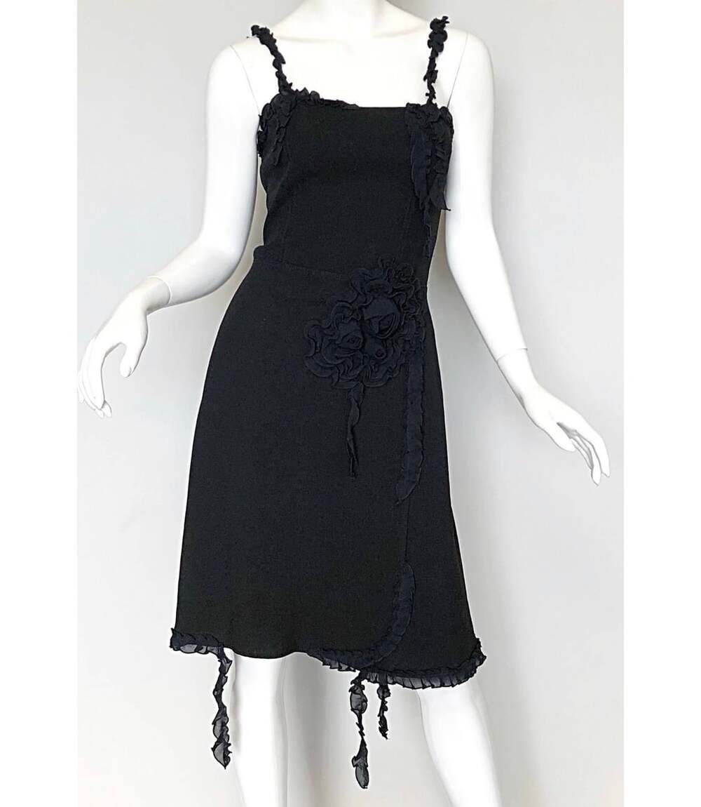 Moschino Cheap And Chic 90s Black Ruffle Whimsigoth Dress Grunge Fairy 10